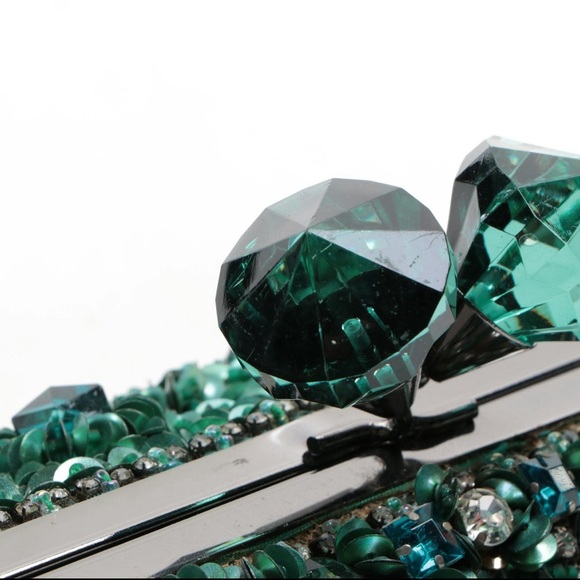 Mary Frances Teal Time 10-222 embellished clutch/shoulder bag - Picture 4 of 9